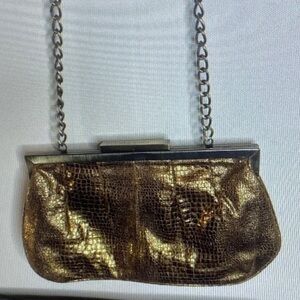 Aldo Metallic Gold Clutch with Chain Strap